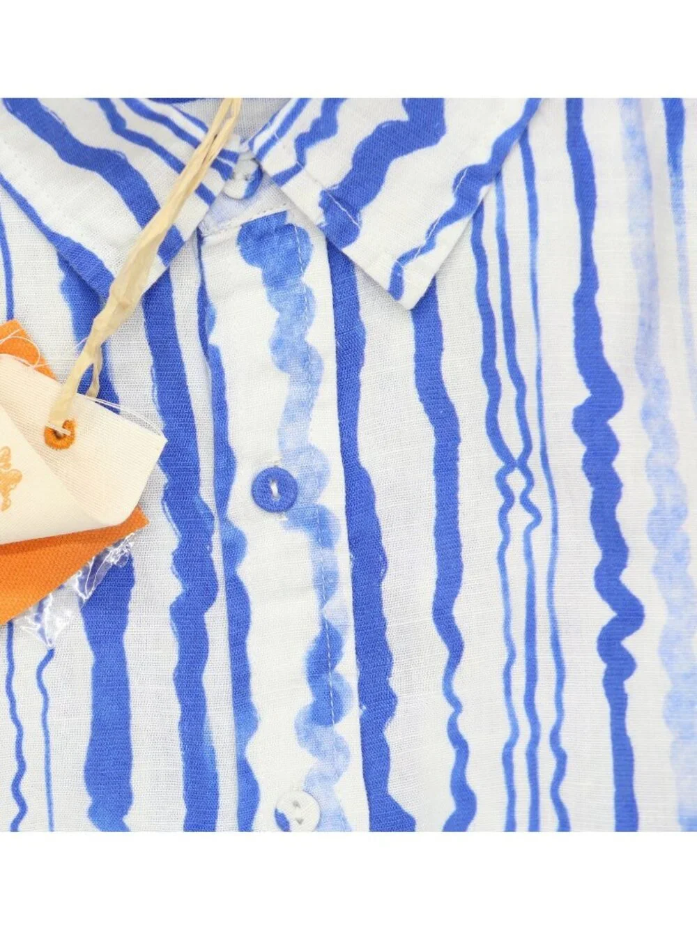 NWT Coniglio Palm Beach Linen Blend Short Sleeve Shirt Wiggle Blue